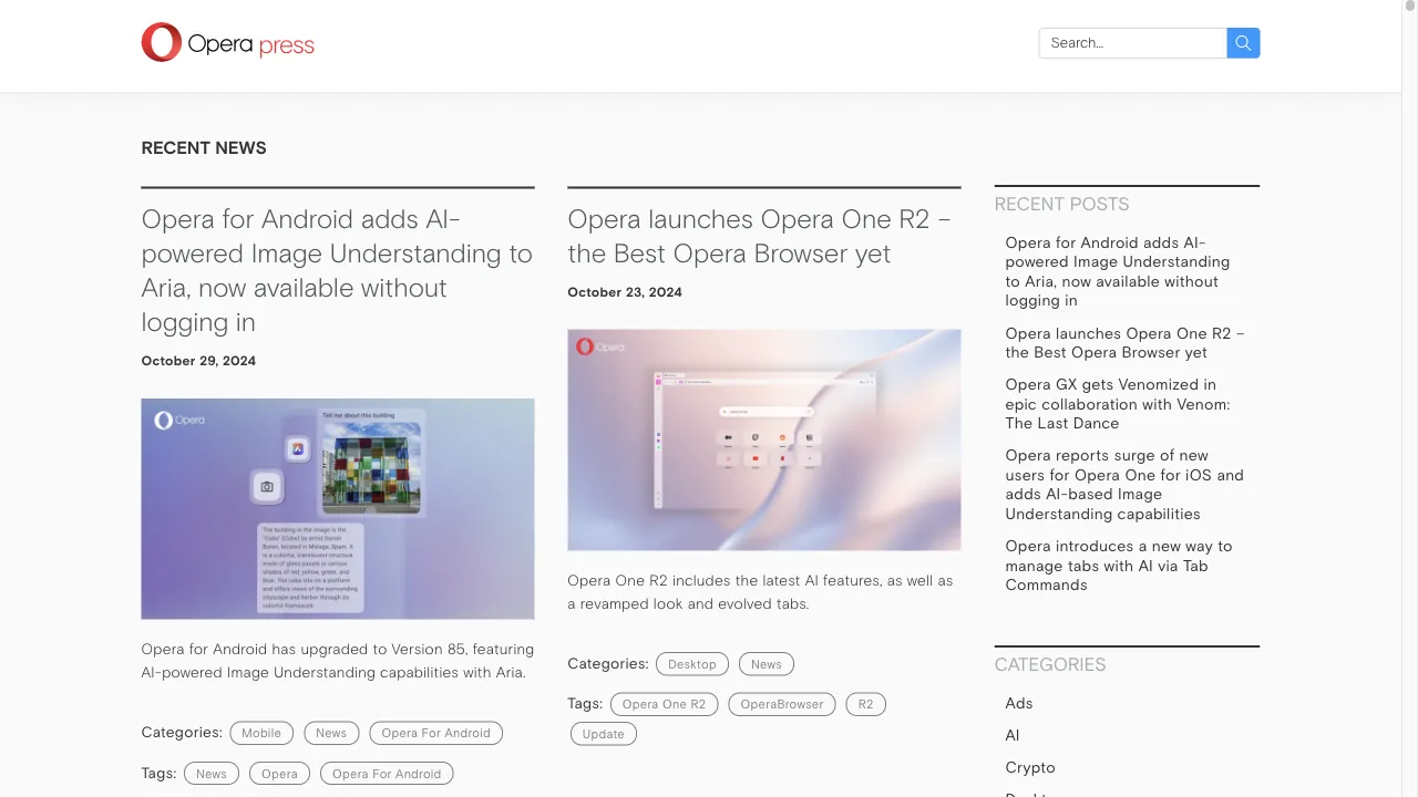 Opera Presse-Website